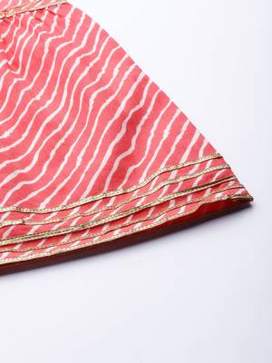 Women Peach-Coloured Printed Gotta Patti Pure Cotton Kurta with Sharara & Dupatta 8