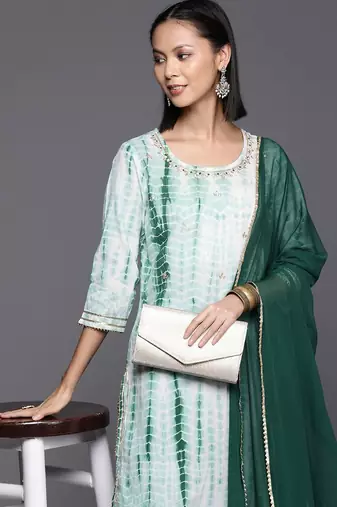 Dyed Regular Sequinned Pure Cotton Kurta with Palazzos & Dupatta
