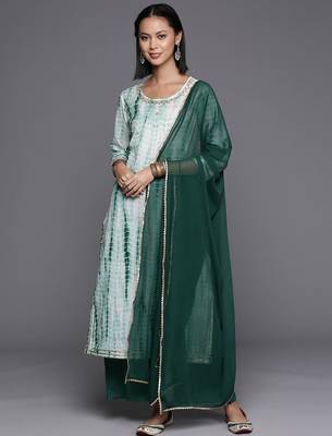 Dyed Regular Sequinned Pure Cotton Kurta with Palazzos & Dupatta 5