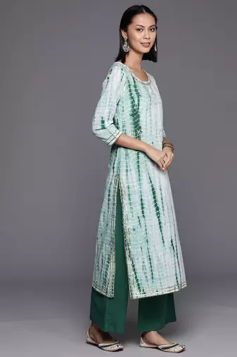Dyed Regular Sequinned Pure Cotton Kurta with Palazzos & Dupatta
