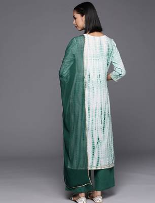 Dyed Regular Sequinned Pure Cotton Kurta with Palazzos & Dupatta 7