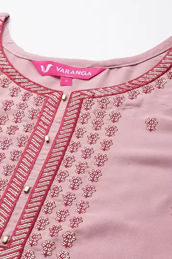 Women Pink Ethnic Motifs Embroidered Sequinned Kurta with Trousers & With Dupatta