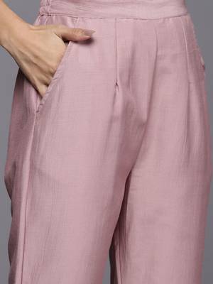 Women Pink Ethnic Motifs Embroidered Sequinned Kurta with Trousers & With Dupatta 4