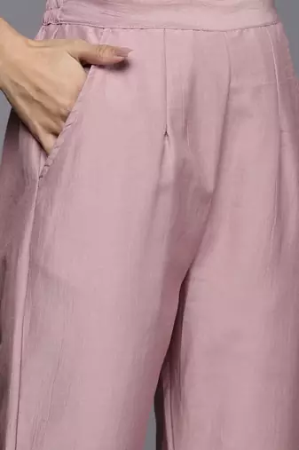 Women Pink Ethnic Motifs Embroidered Sequinned Kurta with Trousers & With Dupatta