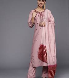 Women Pink Ethnic Motifs Embroidered Sequinned Kurta with Trousers & With Dupatta