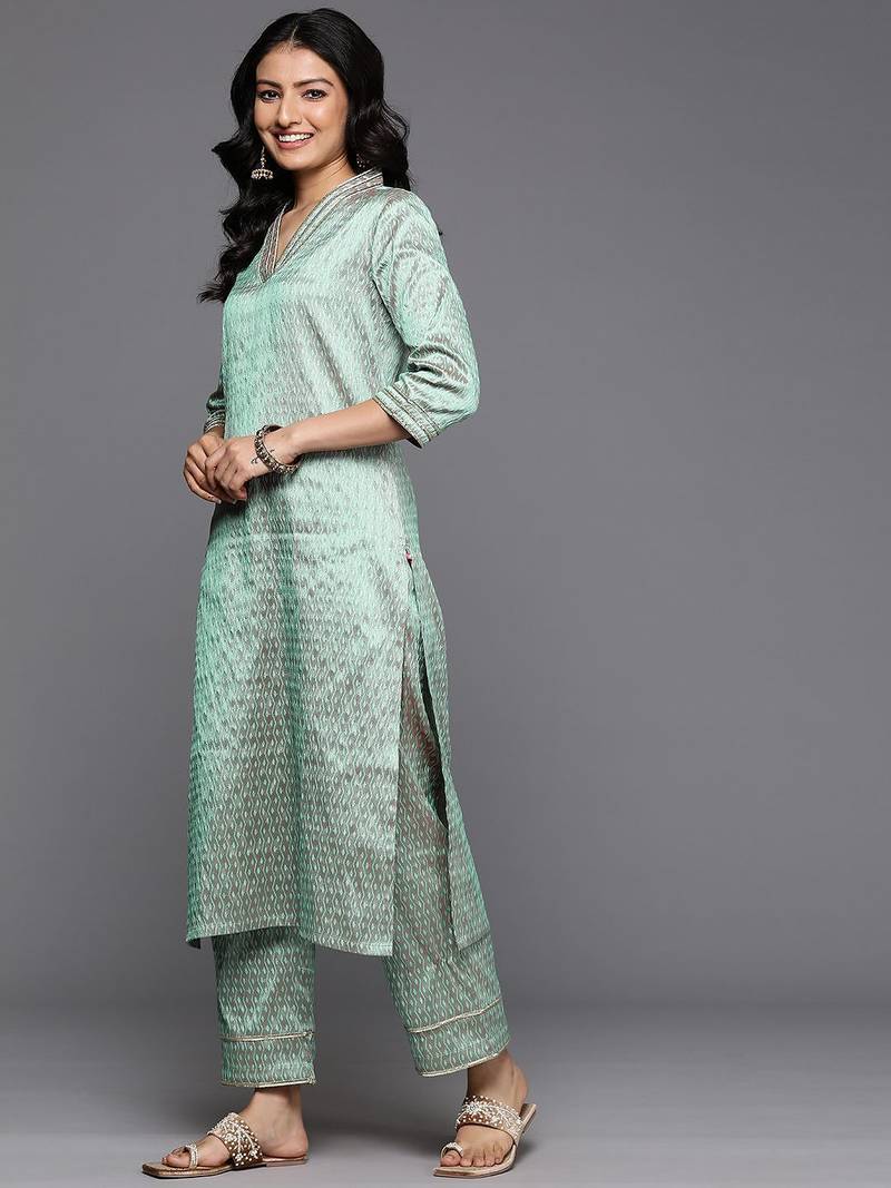Embellished Kurta with Trousers & With Dupatta