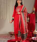 Women Jaquard Kurta Set With Printed Patola Dupatta