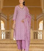 Ethnic Motifs Printed Regular Straight Kurta with Trousers & Dupatta