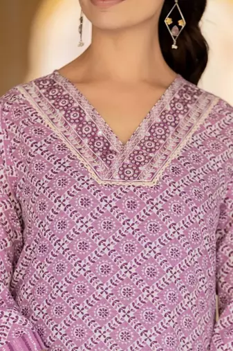 Ethnic Motifs Printed Regular Straight Kurta with Trousers & Dupatta