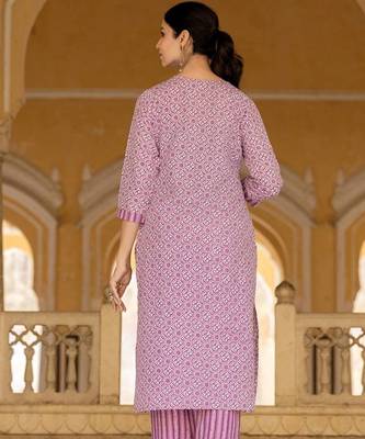 Ethnic Motifs Printed Regular Straight Kurta with Trousers & Dupatta 4