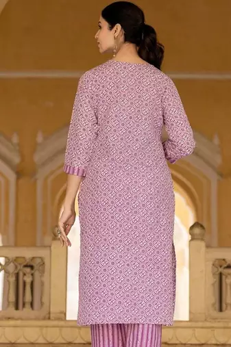 Ethnic Motifs Printed Regular Straight Kurta with Trousers & Dupatta