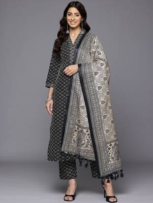 Woven Design Kurta with Trousers & With Dupatta 1