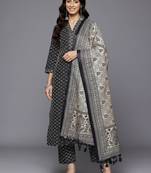 Woven Design Kurta with Trousers & With Dupatta