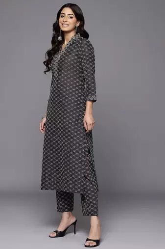 Woven Design Kurta with Trousers & With Dupatta