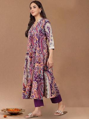 Paisley Printed Square-Neck Pure Cotton Straight Kurta With Trouser 4