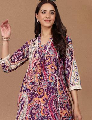 Paisley Printed Square-Neck Pure Cotton Straight Kurta With Trouser 6