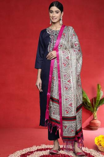 Women Paisley Embroidered Kurta with Trousers & Dupatta