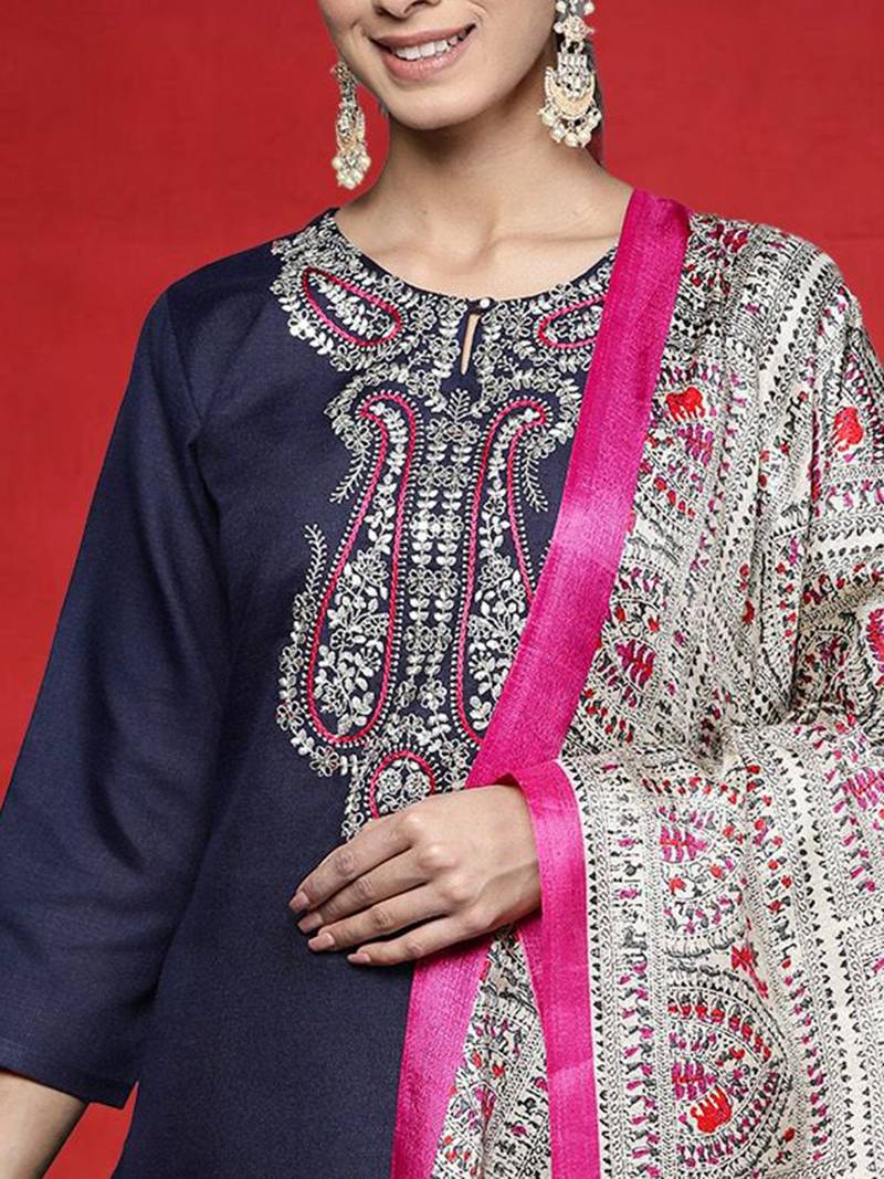 Women Paisley Embroidered Kurta with Trousers & Dupatta