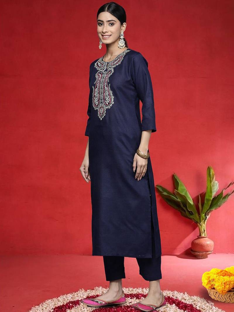 Women Paisley Embroidered Kurta with Trousers & Dupatta