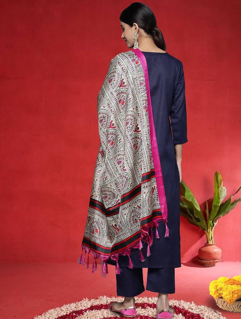 Women Paisley Embroidered Kurta with Trousers & Dupatta