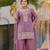 Lavender real kutch hand embroidered gold silk sharara suit set with dupatta