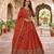 rust orange vichitra embroidered lehenga set with blouse & dupatta - full stitched free size