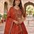 rust orange vichitra embroidered lehenga set with blouse & dupatta - full stitched free size