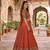 rust orange vichitra embroidered lehenga set with blouse & dupatta - full stitched free size