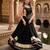 black plain rayon cotton gota patti lehenga set with zigzag patti top - full stitched free size