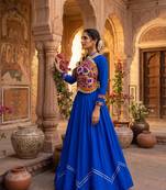 plain rayon cotton lehenga with border work & unn patch work blouse - full stitched free size