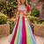 multicolor frilled rayon cotton lehenga set with kutchhi mirror work blouse & koti - full stitched free size
