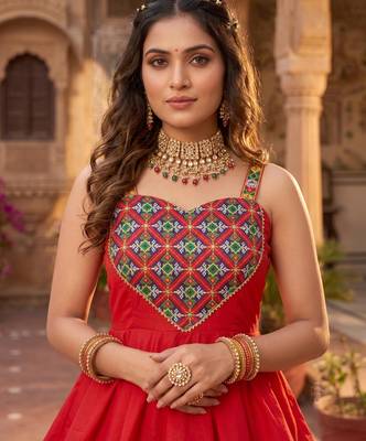 yellow rayon cotton gota patti patch work lehenga set with gamthi mirror work kediya - full stitched free size 4
