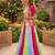 multicolor frilled rayon cotton lehenga set with kutchhi mirror work blouse & koti - full stitched free size