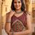 brown beige frilled rayon cotton lehenga with gamthi mirror kaudi work blouse & purse - full stitched free size