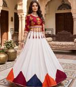multicolor triangle kali rayon cotton traditional work lehenga set with blouse - full stitched free size