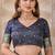 Charcoal grey zari & thread work satin designer saree for women with blouse