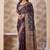 Dark purple zari & tassel work satin designer saree for women with blouse