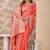 Coral zari & thread work satin designer saree for women with blouse