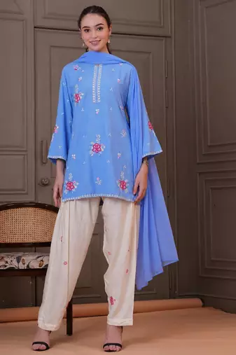 Sky blue smart readymade fancy graceful suit 