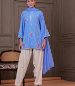 Sky blue smart readymade fancy graceful suit 