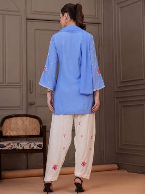 Sky blue smart readymade fancy graceful suit  2