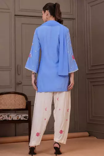 Sky blue smart readymade fancy graceful suit 