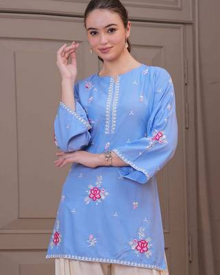 Sky blue smart readymade fancy graceful suit  3