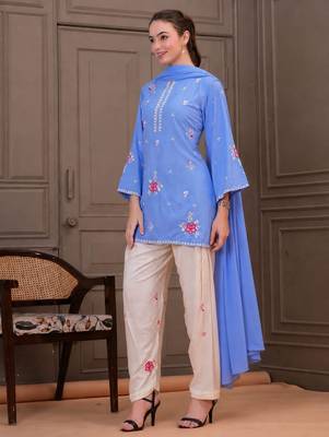 Sky blue smart readymade fancy graceful suit  4