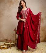 Maroon smart readymade fancy graceful suit 