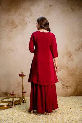 Maroon smart readymade fancy graceful suit  2