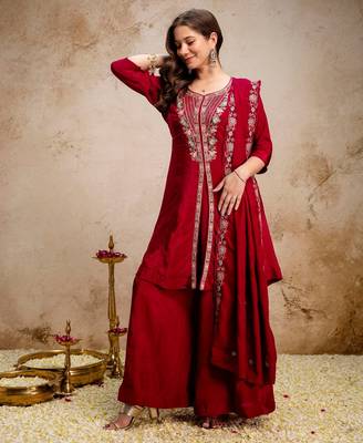 Maroon smart readymade fancy graceful suit  3