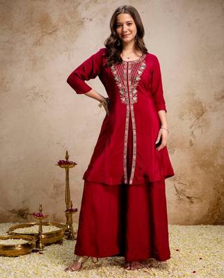 Maroon smart readymade fancy graceful suit  4