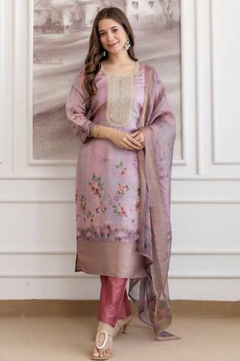 Pink smart readymade fancy graceful suit 