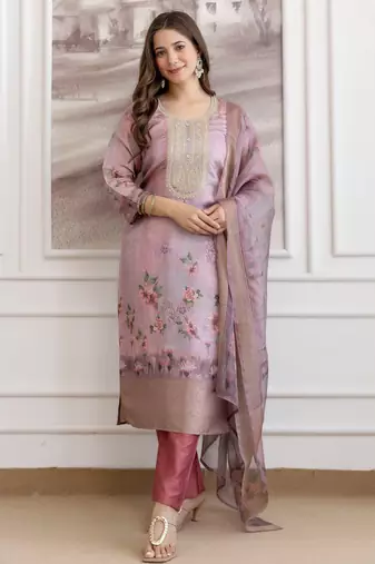 Pink smart readymade fancy graceful suit 